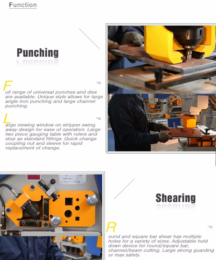 Q35y-sarjan monitoiminen hydraulinen rautatyöntekijä yhdistetty leikkaus- ja lävistyskone